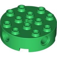 Lego kostka (kostička) válcová (kulatá) 4x4 s dírami (otvory), zelená (4143251)